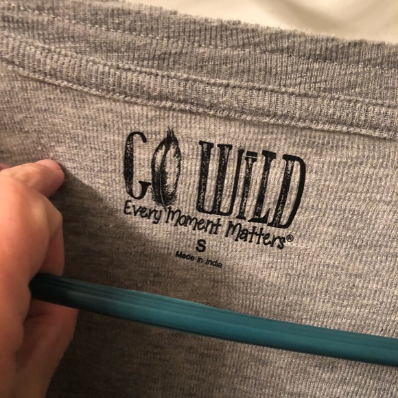 Grey 3/4 length blouse w/ Front Pocket - Picture 2 of 2